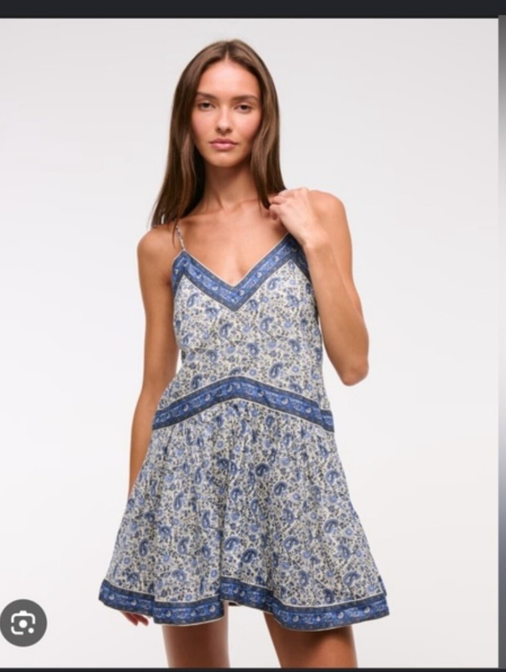 Abercrombie & Fitch Blue and White Paisley Spaghetti‑Strap Romper